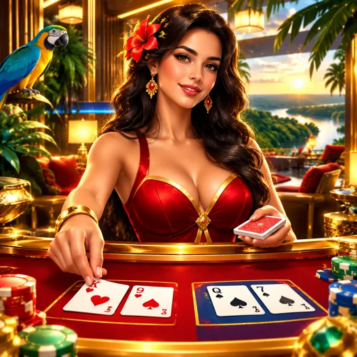 Mesa de baccarat ao vivo com fichas e roadmaps de resultados